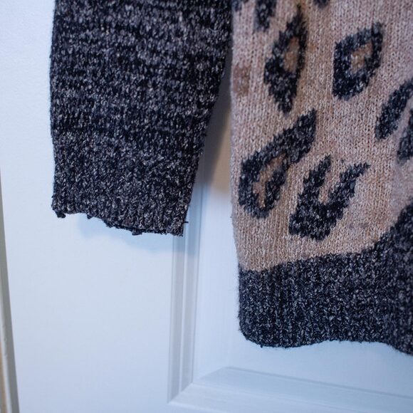 Animal VTG MJ Carroll Sweater Zebra Cheetah Patch Wool Blend M | Soft Autumn - Picture 3 of 5